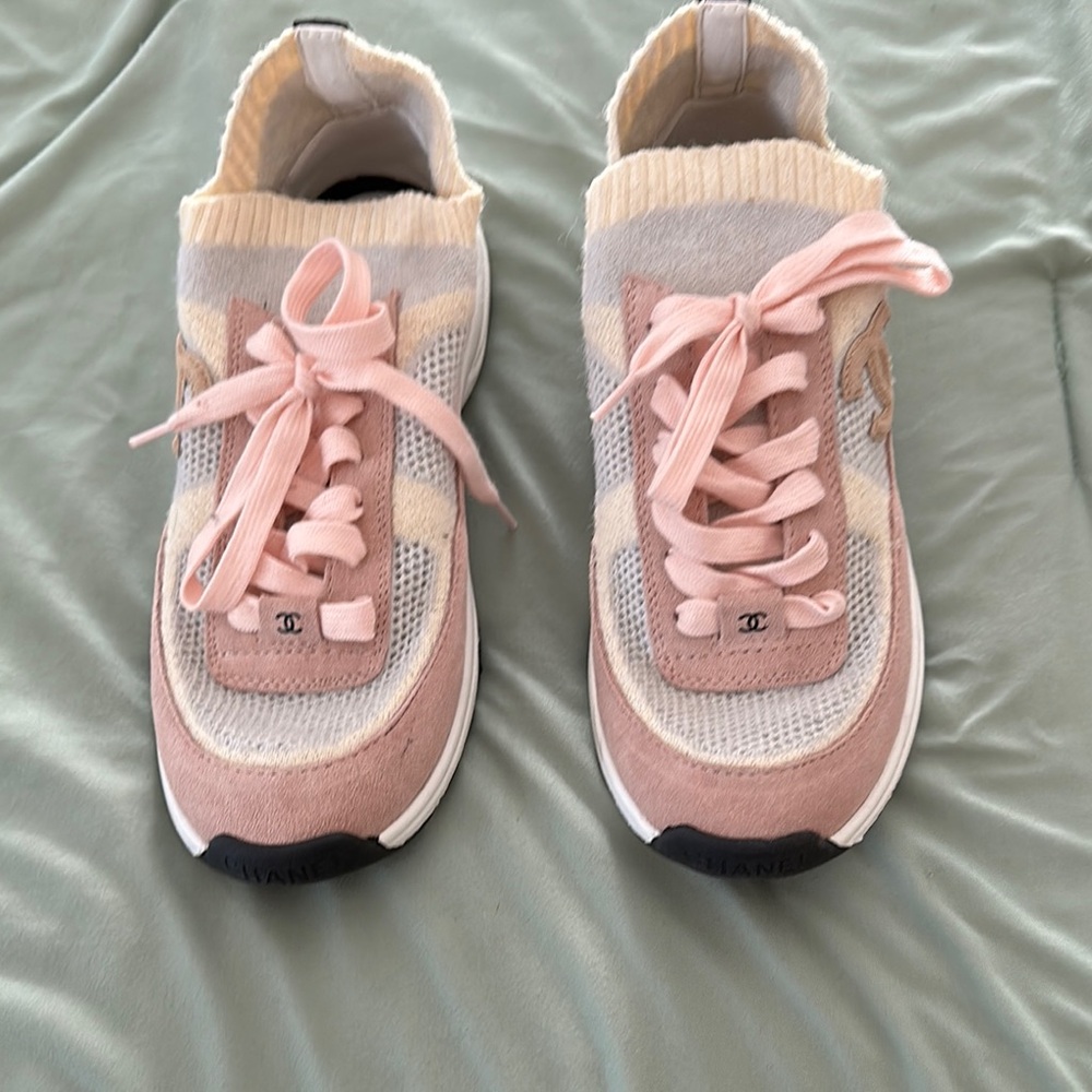 Chanel Pink and Cream Sneakers